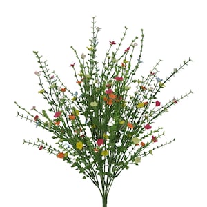 Spring Flowers Multi Color Bush 21”, Farmhouse or Country Floral, Wreath Embellishment Supply, Wedding Bouquets, 82394