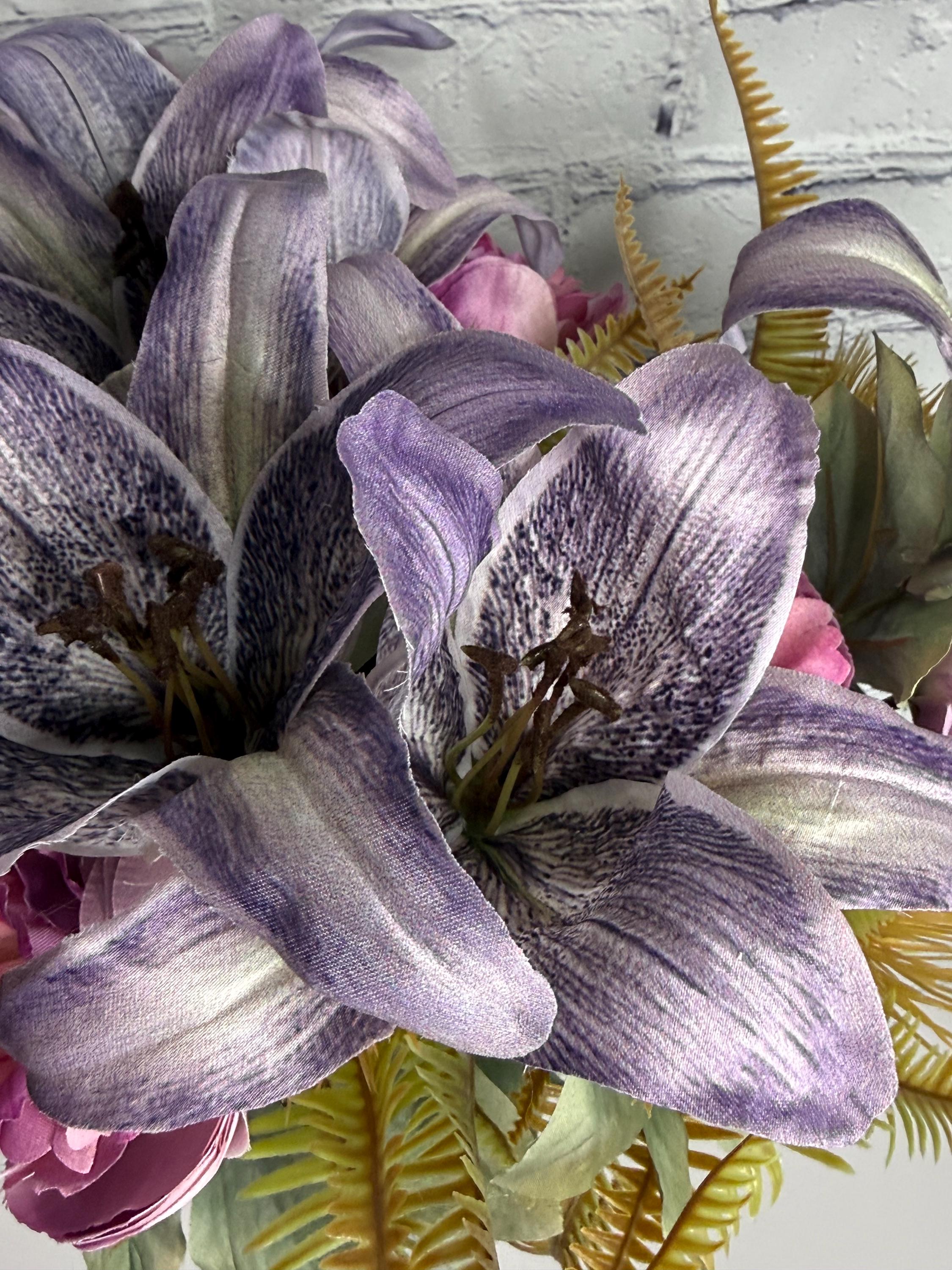 Peony Tiger Lily Lilac Purple Bush Bouquet 23