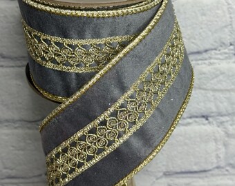 Platinum Velvet 2.5” X 5 Yards, D. Stevens Premium Ribbon, 87-1438
