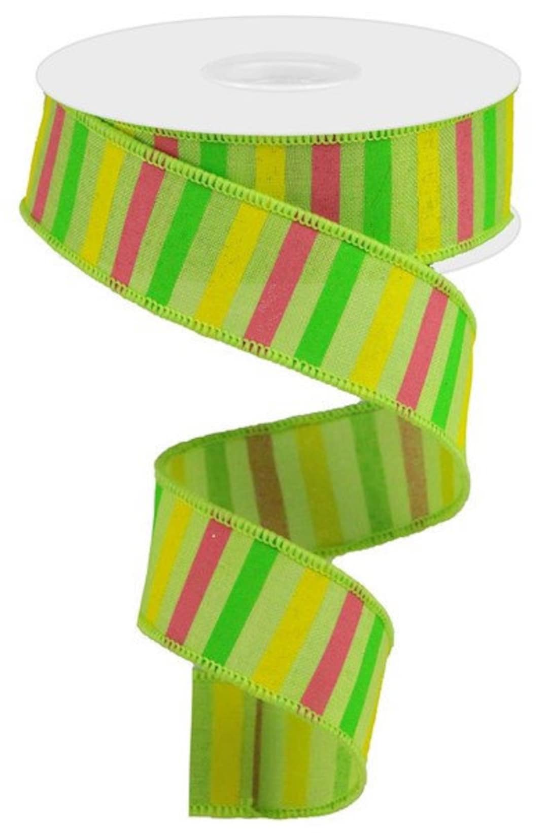 Green, Yellow and Pink Horizontal Stripe 1.5” X 10 Yards, Ribbon for ...