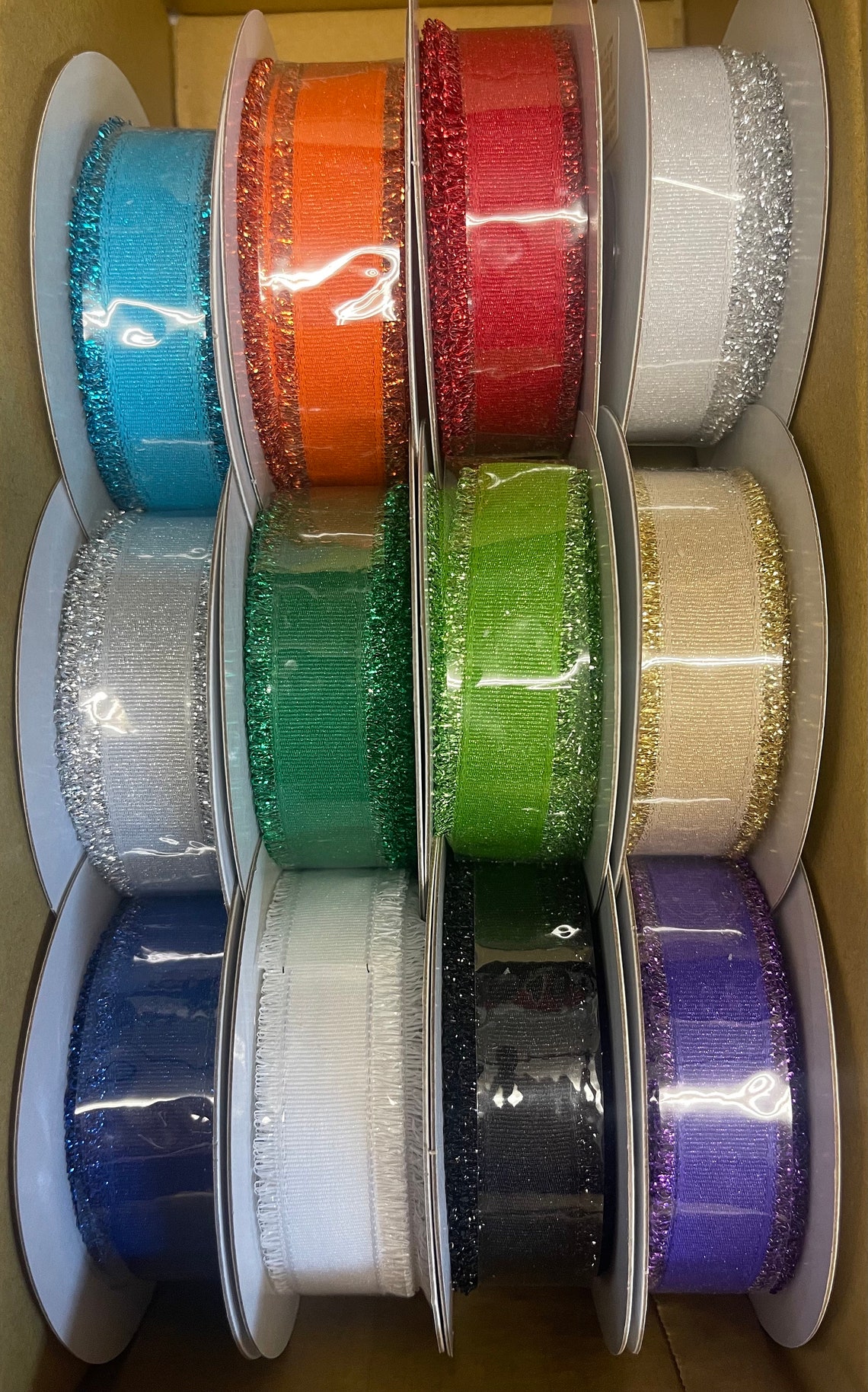 Party Ribbon Fuzz Fuzzy Edge Ribbon Assortment 12 Colors, 7/8