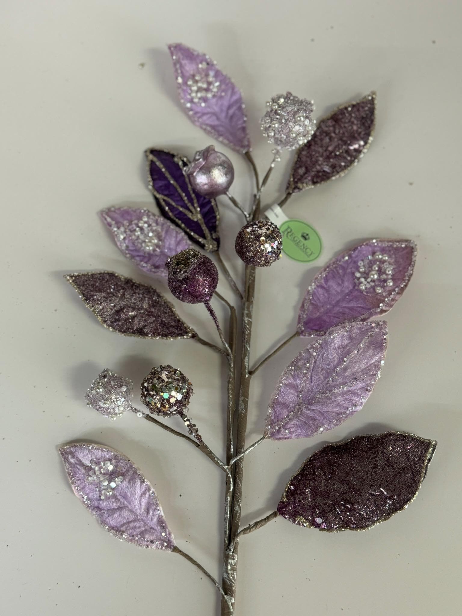 Purple Lavender Leaves, Jewel Encrusted 30”, Purple Christmas, Purple Wedding, Lavender Wreath Embellishment, Floral Supply MTX71677