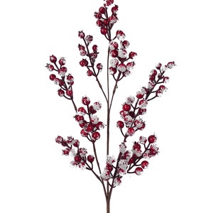 Snow Red Berry Spray 31 In, Berry Spray,  Winter Spray, Wreath Embellishment Supply, Floral Supply 83571RD