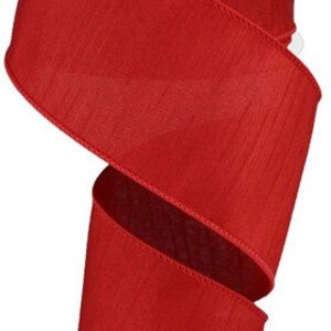 Red Faux Dupioni Wired Ribbon 2.5” x 10 Yards,  Ribbon for Wreaths, Crafts or Floral Designs rd110224