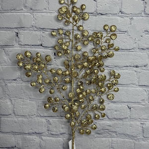 Gold Glittered Round Leaf Spray – 33&quot; Long – Perfect for Christmas, Mardi Gras, St. Patrick’s Day, New Year’s Décor, XS226708
