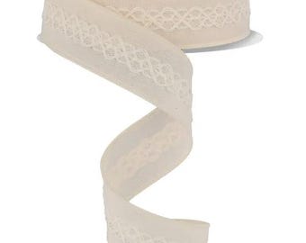 Cream Faux Royal/Lace Ribbon – Cream | All Seasons 1.5" x 10 Yards RGC8111C2
