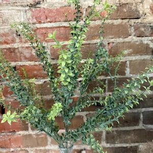 Greenery Filler, Plastic Mini Leaf Bush, 24.5&quot;, Light Green, Spring Greenery Bush Vase Filler, Greenery Stem, FG661132