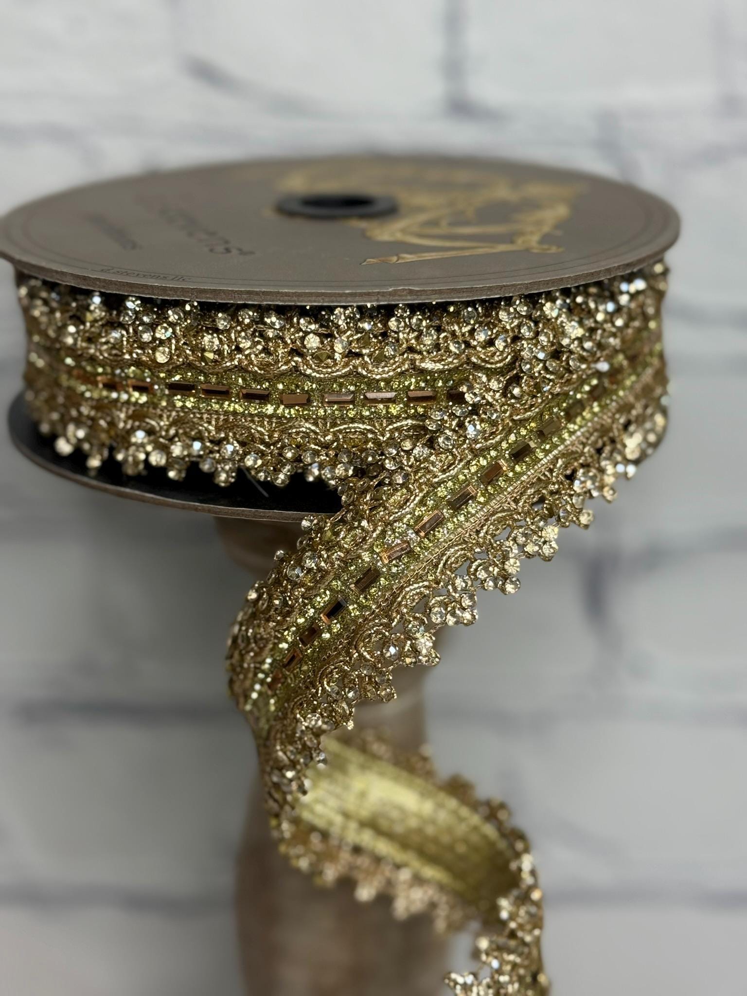 Gold Jeweled Ribbon, 1.25