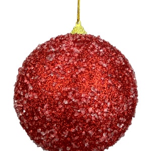 Ornament, Red Sequins Jewled Ball , 5", Christmas Tree Ornament, Wreath Attachment, 85677RD