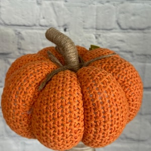 Pumpkin Orange Knitted 7" High X 7" DIA, Fall, Halloween, Thanksgiving