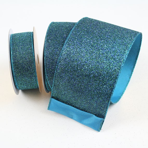 Peacock Diamond Dust Ribbon 1.5” x 10 Yards, Farrrisilk Luxury Ribbon for  Wreaths, Crafts or Floral Designs RP283-77