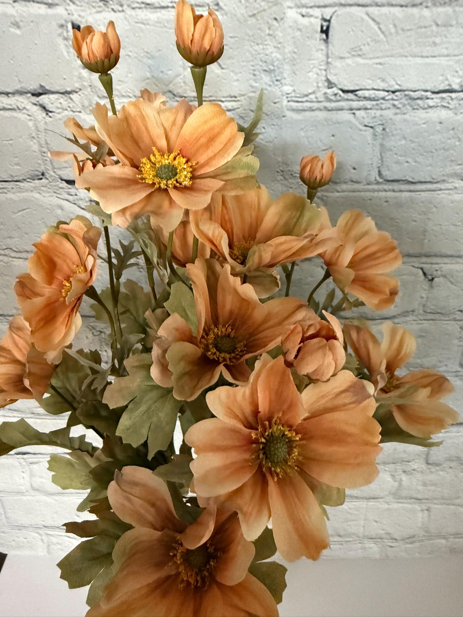 Brown Orange Cosmos Bush X 11, 22”, Wreath Embellishment Supply