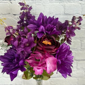 Purple Dahlia & Ranunculus  22"L, Wreath Supplies, Floral and Garden Wreath Embellishments, Blush Wedding Bouquet, 58868-PU