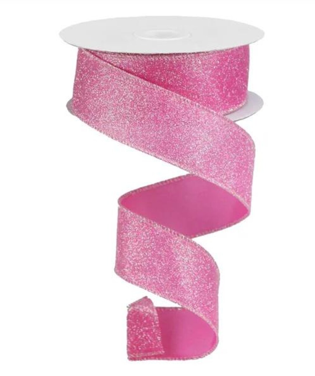 Pink Iridescent Glitter on Satin Ribbon – 1.5