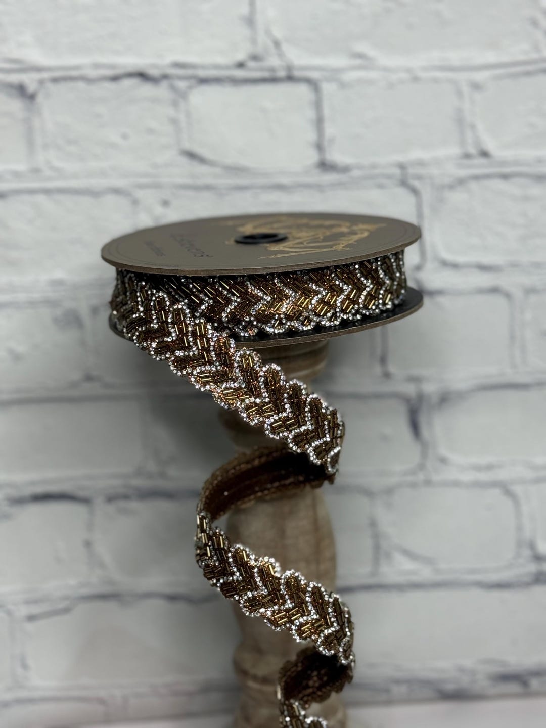 Copper Chevron Beaded Ribbon, 1