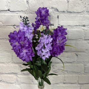 Purple Hyacinth Bush x11  20&quot;L, Wreath Supplies, Floral and Garden Wreath Embellishments, Purple Wedding Bouquet