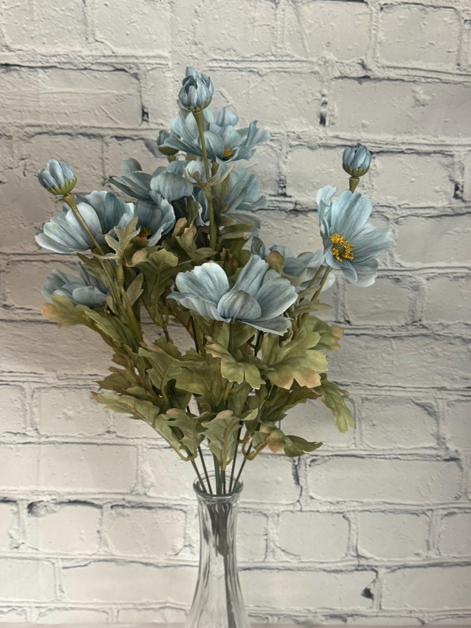 Blue Cosmos Bush X 11, 22”, Wreath Embellishment Supply, Floral
