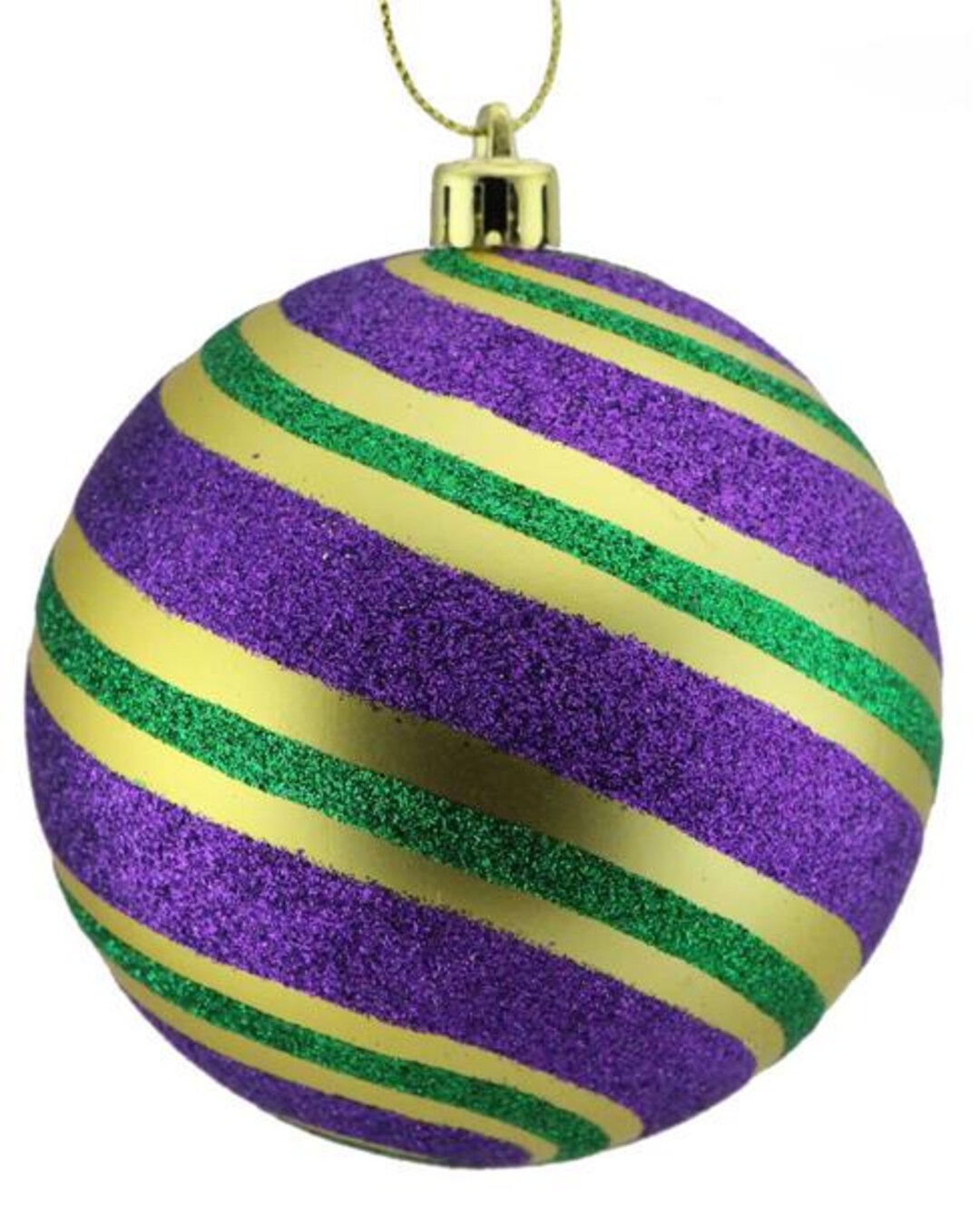 Ornament, Mardi Gras Diagonal Stripe Ball, 100mm , Accent for Wreaths ...