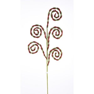 Red and Green Christmas Swirl Pick, Winter Spray for Wreaths, Centerpieces, Swags, Garlands,  Christmas Trees 133908