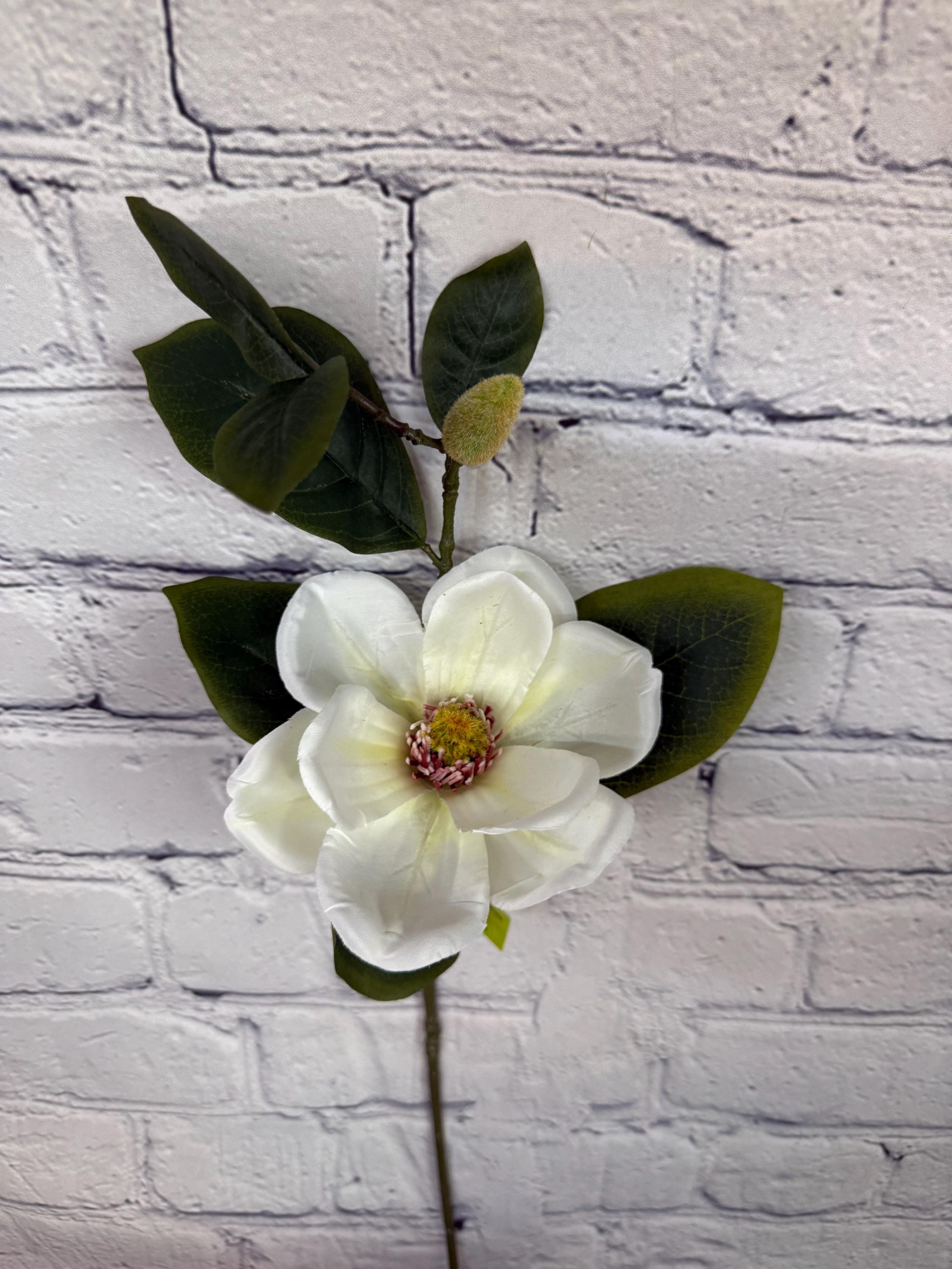 Cream Magnolia Spray, 5” Bloom & Bud – Perfect for Southern or