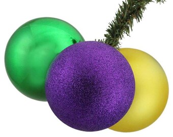 Mardi Gras Ball Ornament cluster 3", Accent for Wreaths, Wreath Embellishment Supplies, Mardi Gras Tree XP355358