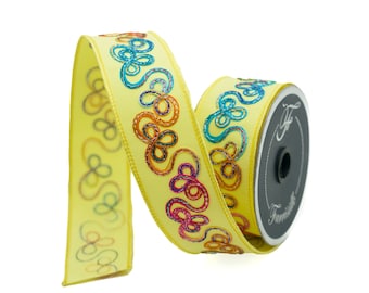 Yellow Whimsy Ribbon 1.75” X 10 Yards, Candy Loop Ribbon, Candy