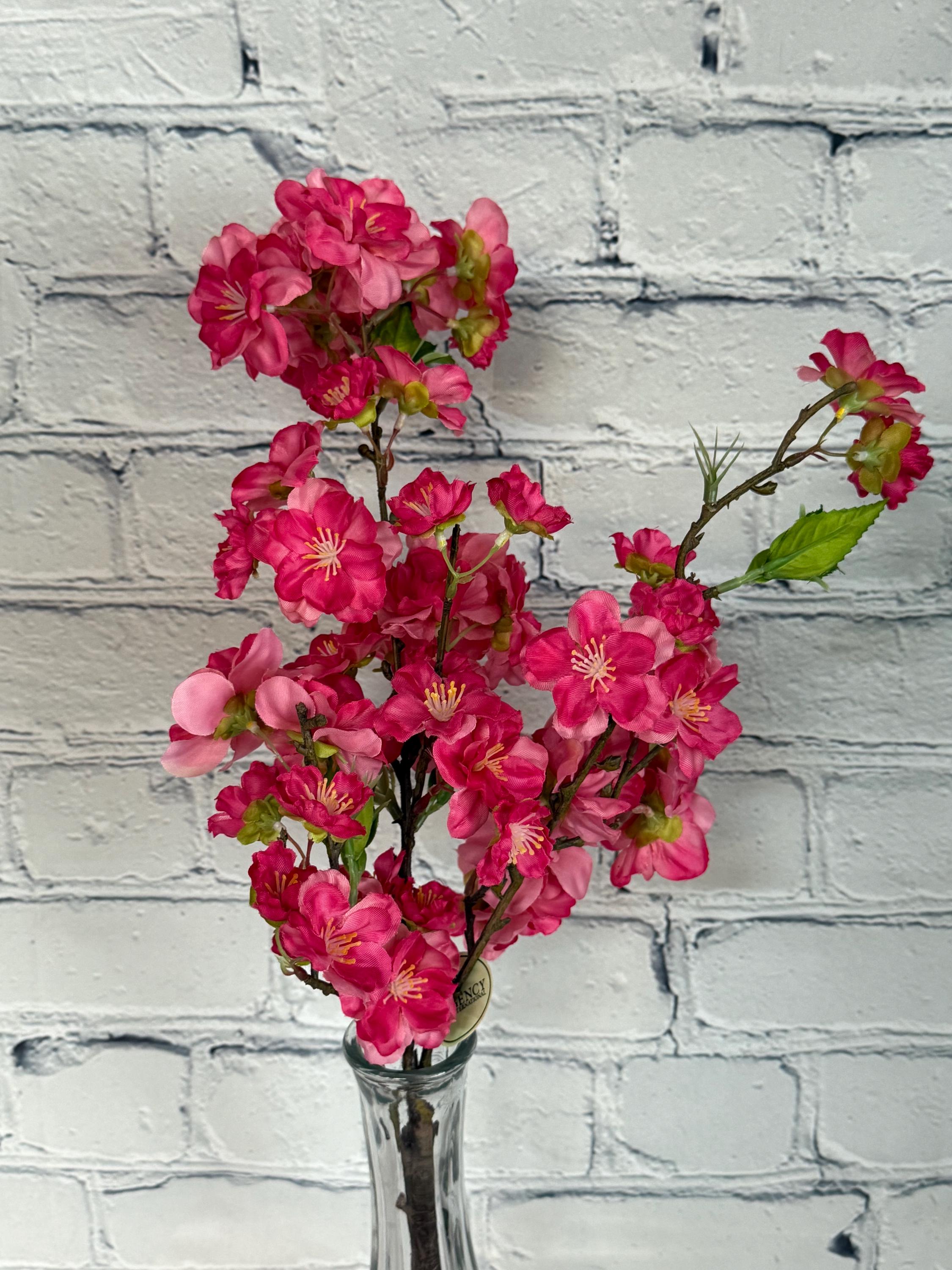 Cherry Blossom Hot Pink Pick 18”, Floral Stems for Wreath