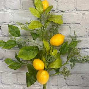 Lemon Fern Mix Leaves Bush 32”, Lemon and Mixed Leaf Bush, Spring, Summer Wreath Embellishment, 62218