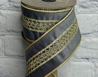 Platinum Velvet 2.5” X 5 Yards, D. Stevens Premium Ribbon, 87-1438