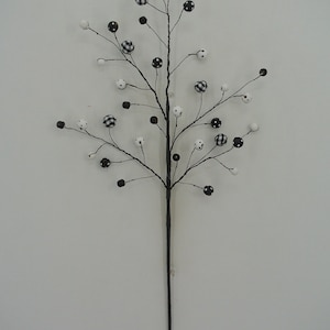 Black and White Ball 28&quot; Spray for Christmas or Valentine&#39;s Wreaths, Centerpieces, Swags, Garlands, Christmas Trees, 63599-BKWT