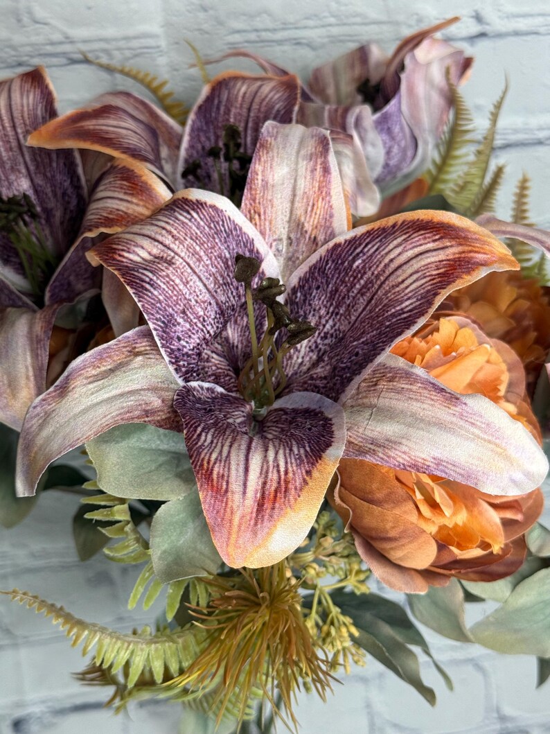 Lily Rust Peony Tiger Lily Rust Brown Bush Bouquet 23