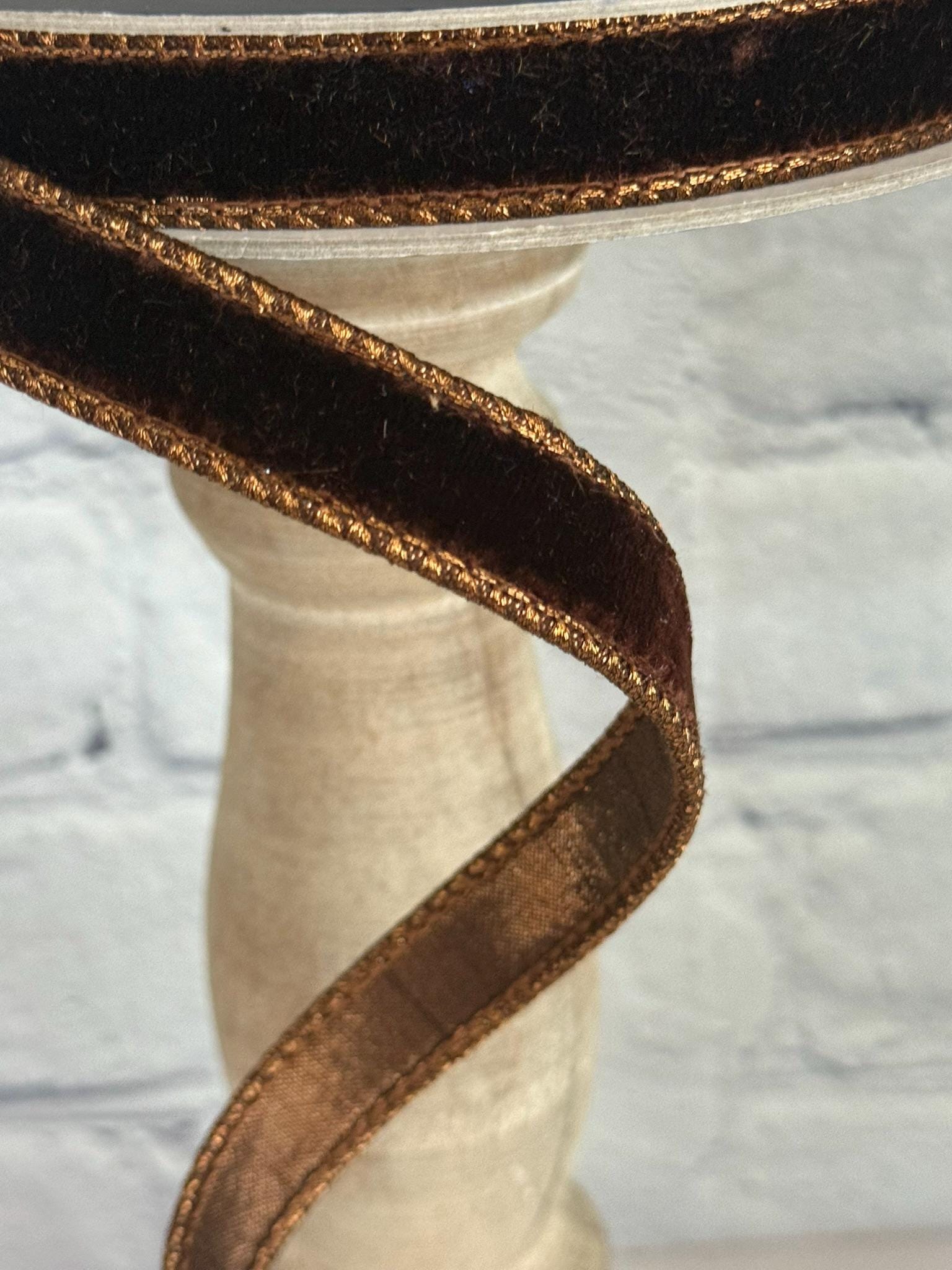 Chocolate Velvet Luster Ribbon, .75