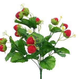 Strawberry Bush x 7 13",   Wreath Embellishment Supply, Floral Supply, Artificial Fruit Bush 62693BU13