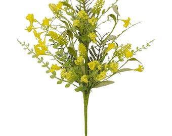 Yellow 60919 Lavender Berry Spray, Twigs and Greenery Filler Spray 23”, Wreath Embellishment Supply, Floral Supply, Floral Bushes, 60919