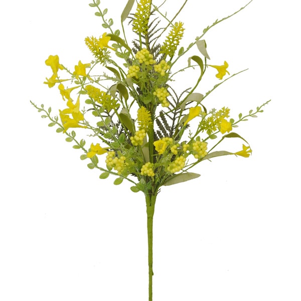 Yellow 60919 Lavender Berry Spray, Twigs and Greenery Filler Spray 23”, Wreath Embellishment Supply, Floral Supply, Floral Bushes, 60919