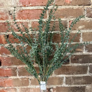 Greenery Filler, Plastic Mini Leaf Bush, 24.5&quot;, Dusty Green, Spring Greenery Bush Vase Filler, Greenery Stem, FG661131