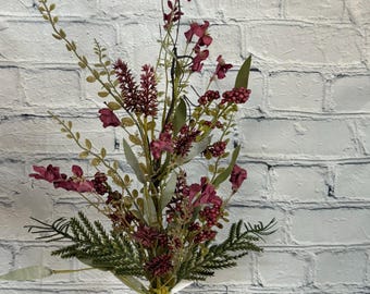 Burgundy Lavender Berry Spray, Twigs and Greenery Filler Spray 24”, Wreath Embellishment Supply, Floral Supply, Floral Bushes, 63048