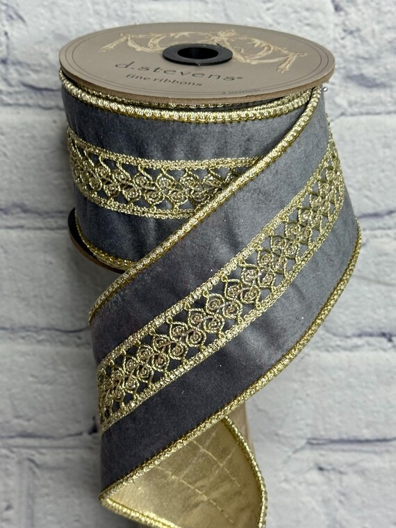 Platinum Velvet 2.5” X 5 Yards, D. Stevens Premium Ribbon, 87-1438