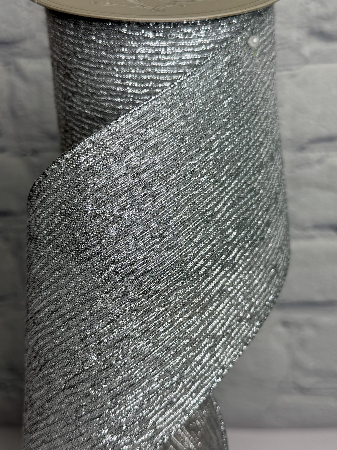 Silver Lamé Crinkle Mesh Ribbon 4