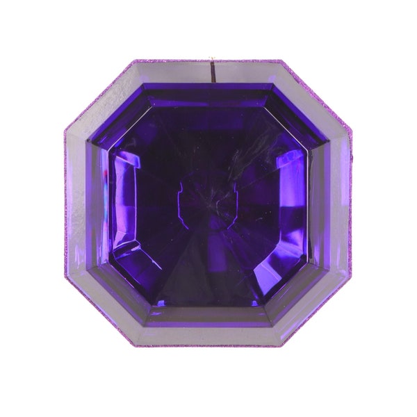 Purple 6” Square Acrylic Jewel Cut Precious Gem Ornament, Purple Shatterproof Christmas Ornament, Wreath Attachment or Supplies