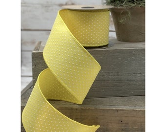 Swiss Polka Dot Yellow and White, 2.5” x 10 Yards 09-2459