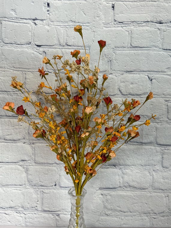 Fall Wildflower Bush with Flowers & Berries 20”, Wreath Embellishment Supply, Floral Supply, Floral Bushes 64375