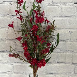 Christmas Mixed Red and Green Spray With Berries, Twigs and