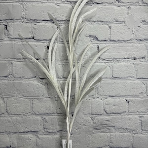 White Glittered Paper Grass Spray 31”,  Wreath Embellishment Supply, Floral Supply, Floral Bushes, XS104927