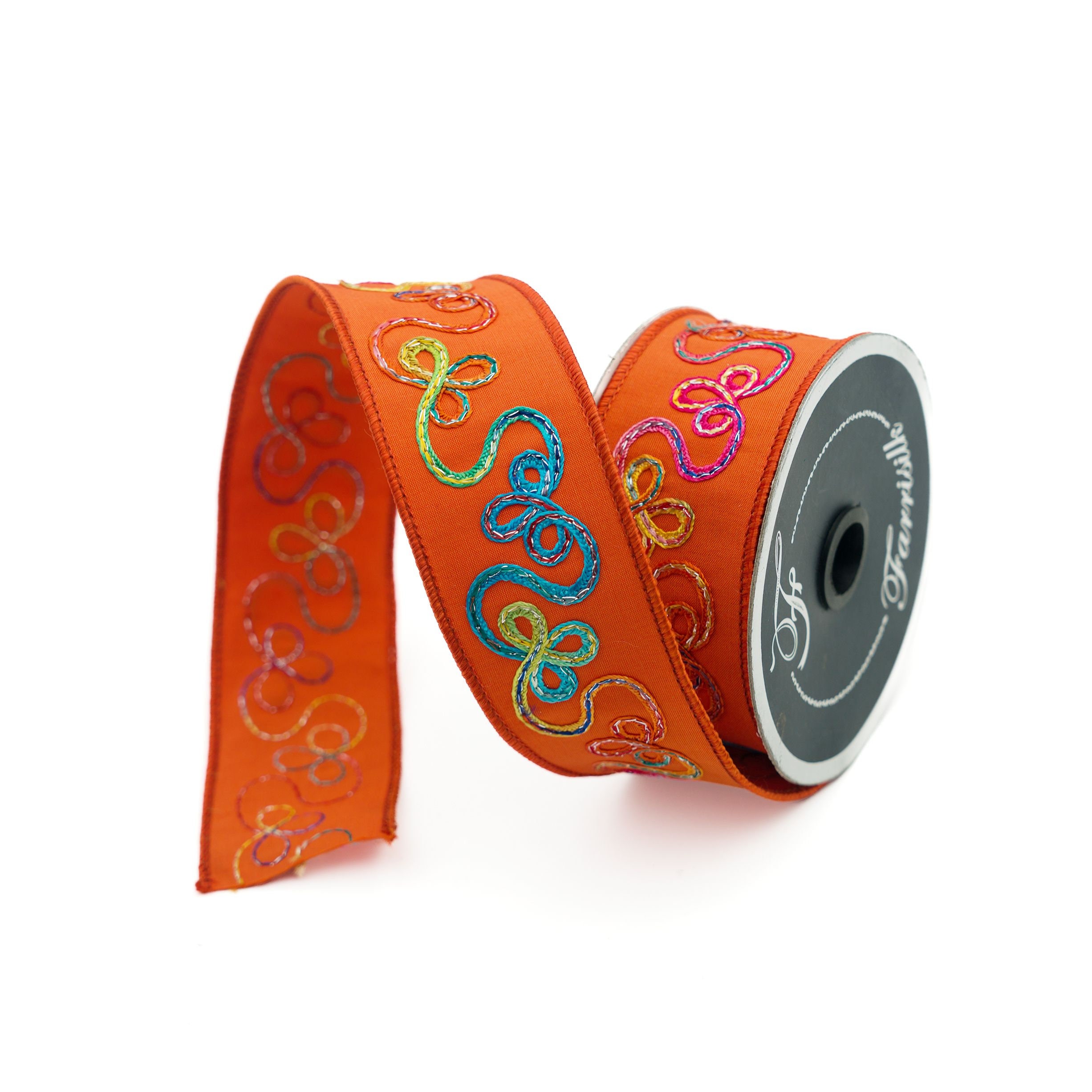 【ロブロブ】リボン Orange Whimsy Ribbon 1.75” X 10 Yards, Candy Loop Ribbon, Candy