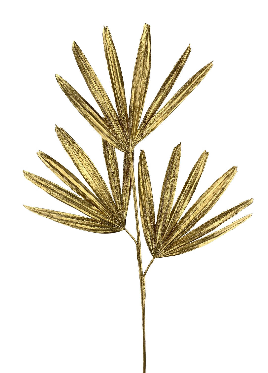 Gold Fan Palm Spray 30, Christmas Tree Spray, Glitter Pick for Wreaths