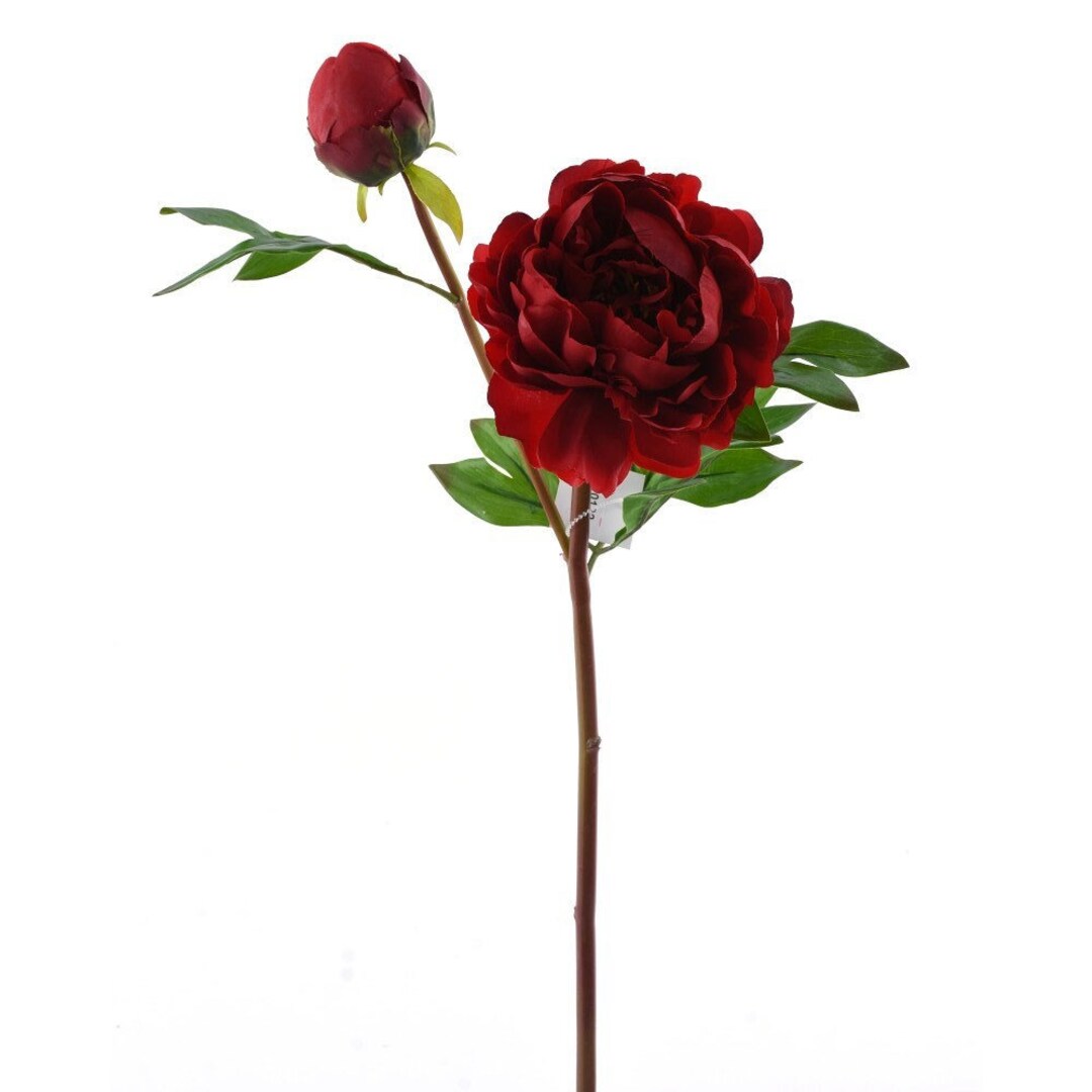 Peony Spray, Red, Real Touch, Red, 25“, Floral Stems, Real Touch