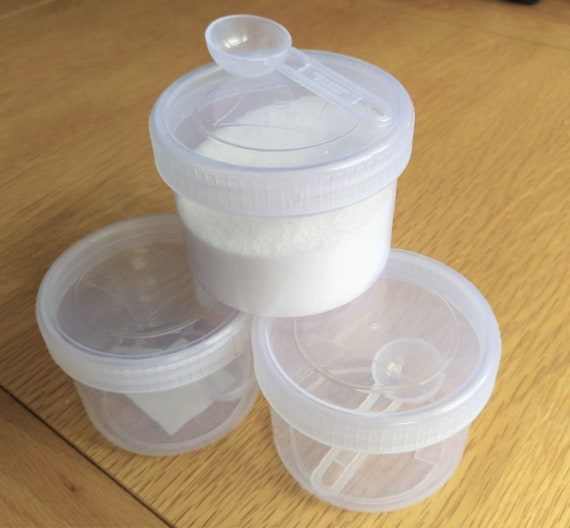 300ml Clear Plastic Food Storage Jar screw Lid Container Box with Spoon BPA Free