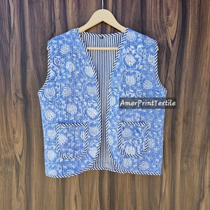 Beautiful Hand Block Print Jacket Indian New Style Cotton Waist Coat Sleeveless Cotton Short Jacket Floral Waist Coat Quilted Jacket