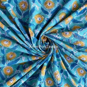 Hand Block Print Sewing Material Craft By The Yard, Handblock Cotton Floral Fabric, Indian Block Print Fabric, Dress making Fabric